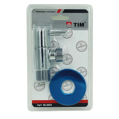 Кран угловой 1/2" × 3/4" с отражателем хром TIM (50/1)