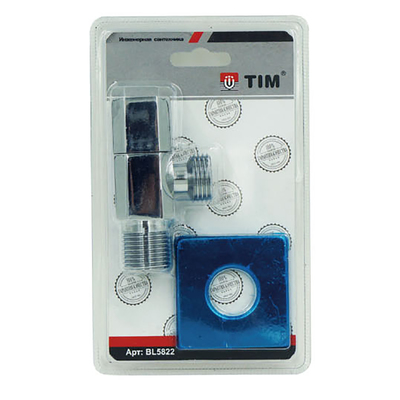 Кран угловой 1/2" × 1/2" с отражателем хром (квадратный) TIM (50/1)